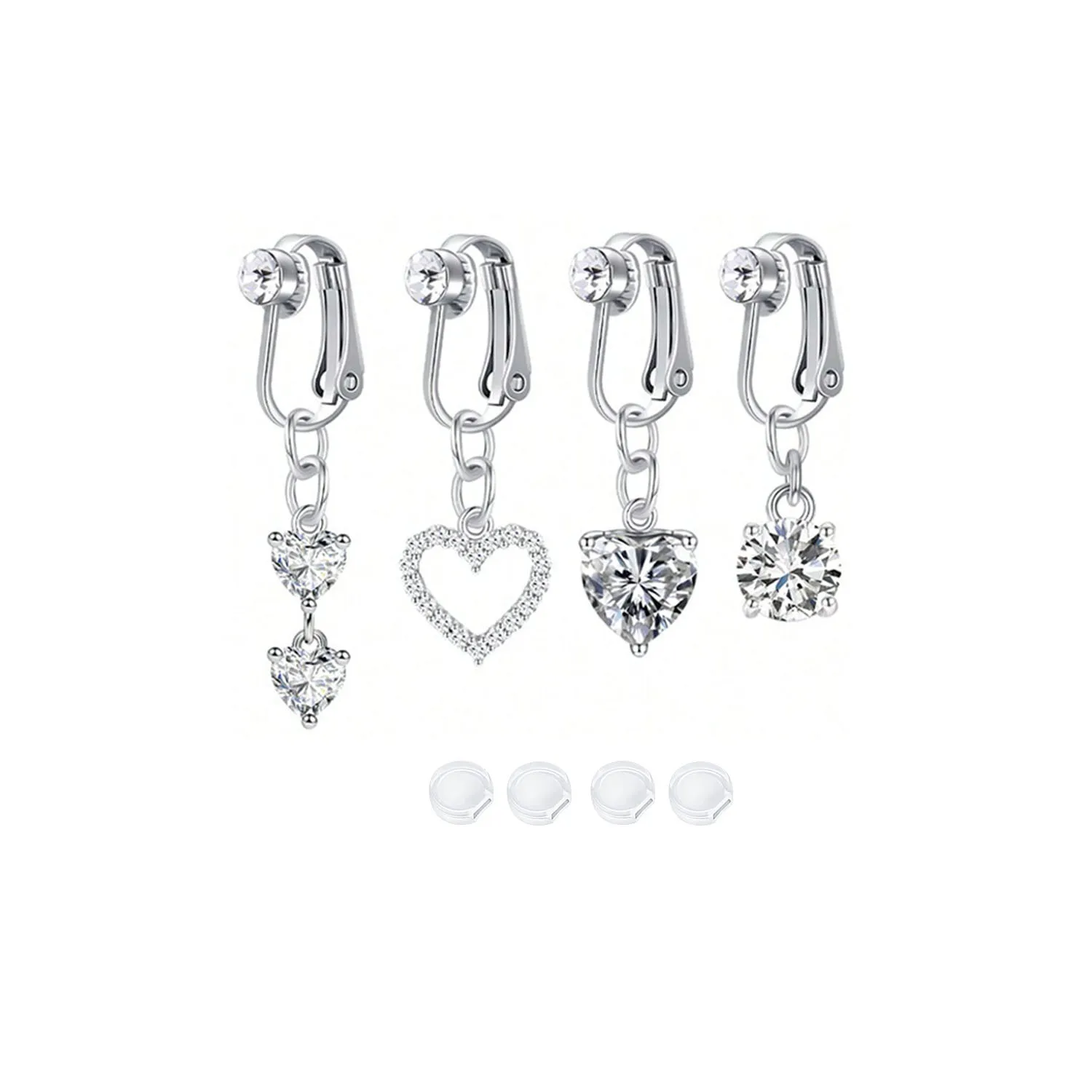 4pcs Boho Elegant Stainless Steel Fake Belly Button Rings