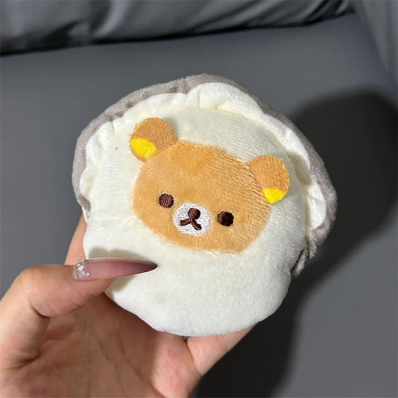 Rilakkuma Oyster Plush Keychain Mascot Charm Key Ring Kawaii Cute Coin Purse Wallet Women Coin Pouch Case Mini Storage Bag