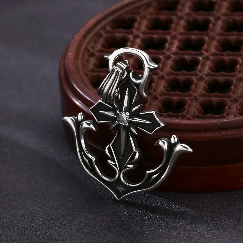 Wholesale 925 sterling silver pendant Seiko ship anchor cross flower with zircon pendant Thai silver vintage fashion jewelry