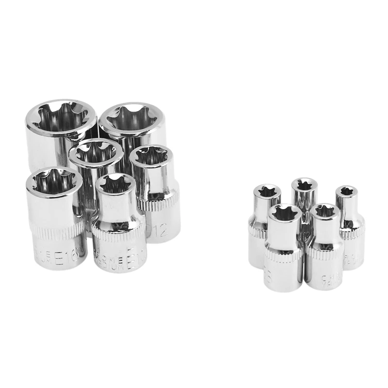 11pc fêmea e torx estrela soquete conjunto trilho e4-e20 estrela externo conjunto de soquete de torque