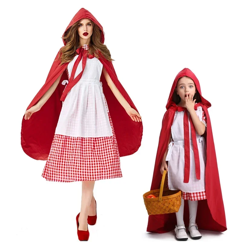 

Coslan Halloween Purim Women Girl Classic Little Red Riding Hood Costume Dress Cape Fantasy Fancy Dress