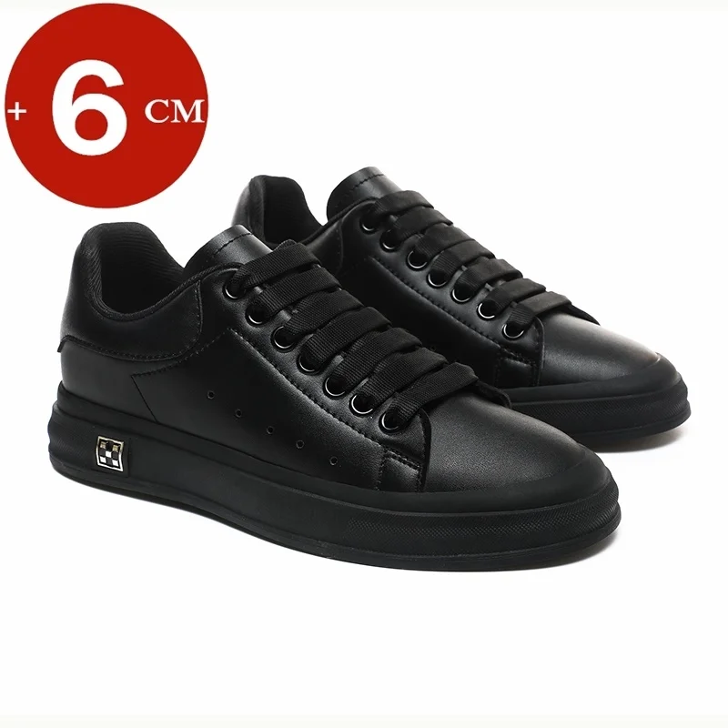 Zapatos elevadores para hombre, plantilla de aumento de altura, 6cm, 8cm, Blanco, Negro, zapatillas deportivas informales de elevación, talla grande