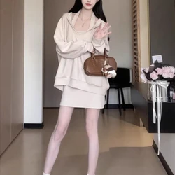 Spring Autumn New Fashion Solid Color Long Sleeve High Collar Women's Clothing Casual All-match Temperament Trend Young Dresses