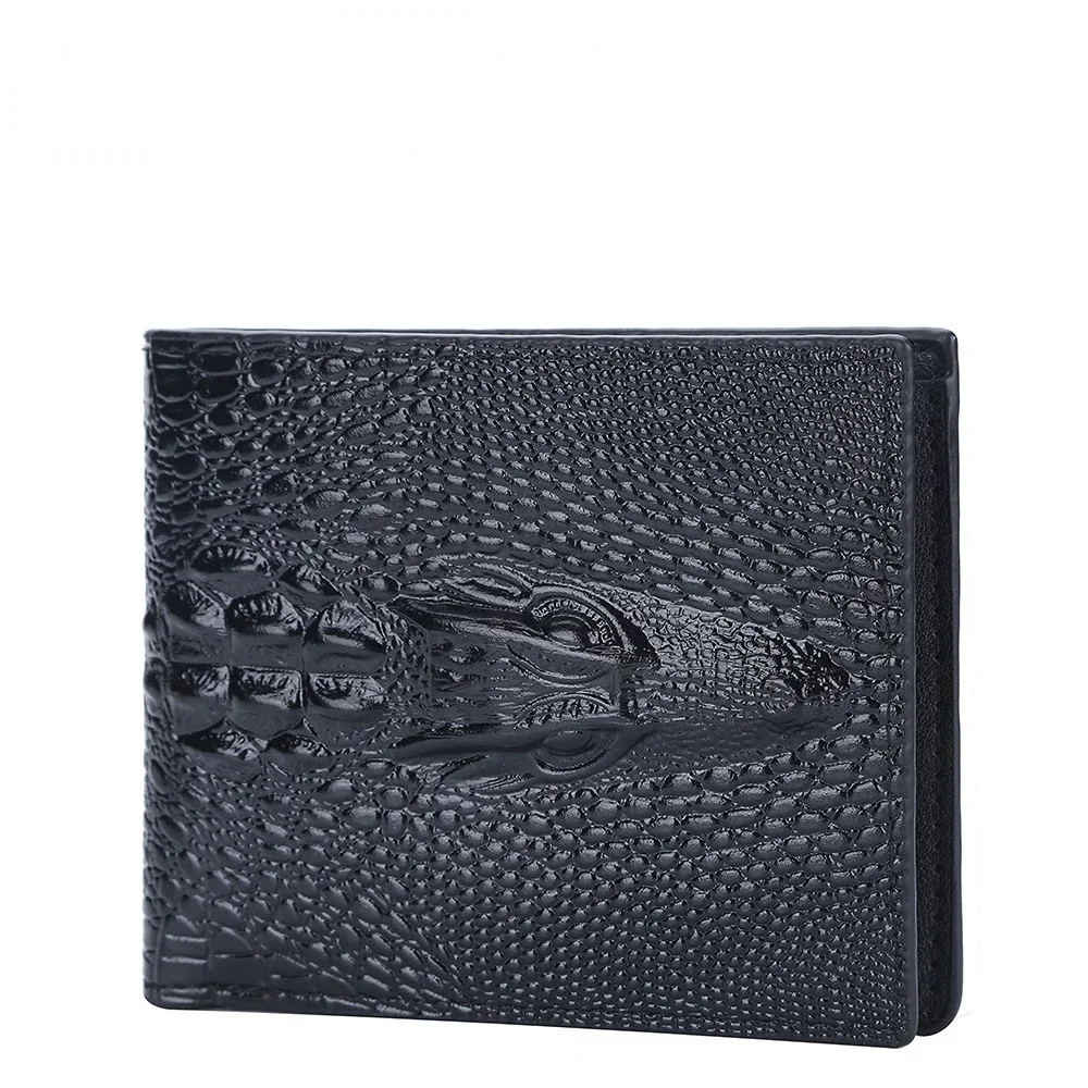 

Men's Short PU Leather Crocodile Wallets Vintage Purse Multi-functional Clutch Card Holder for Business Money Clip 8Z