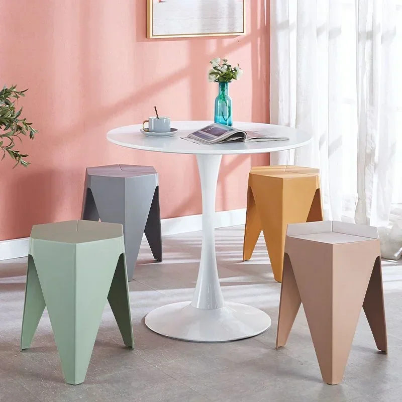 Nordic Square Stool Creative Bathroom Shoes Changing Plastic Stool Household Anti-skid High Stools Simple Thickened Color Stools