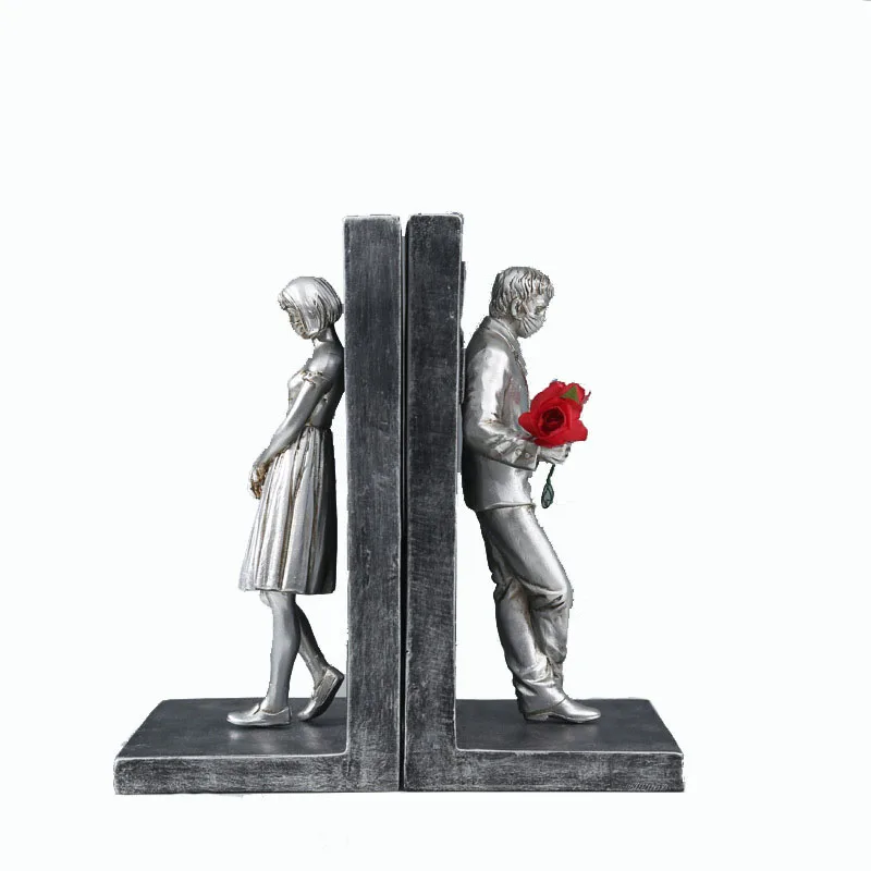 2 PCS Creative Resin Bookends Hand-made Multi-functional Banksy 3D Figure Mold Bookends Living Room Decoration Crafts