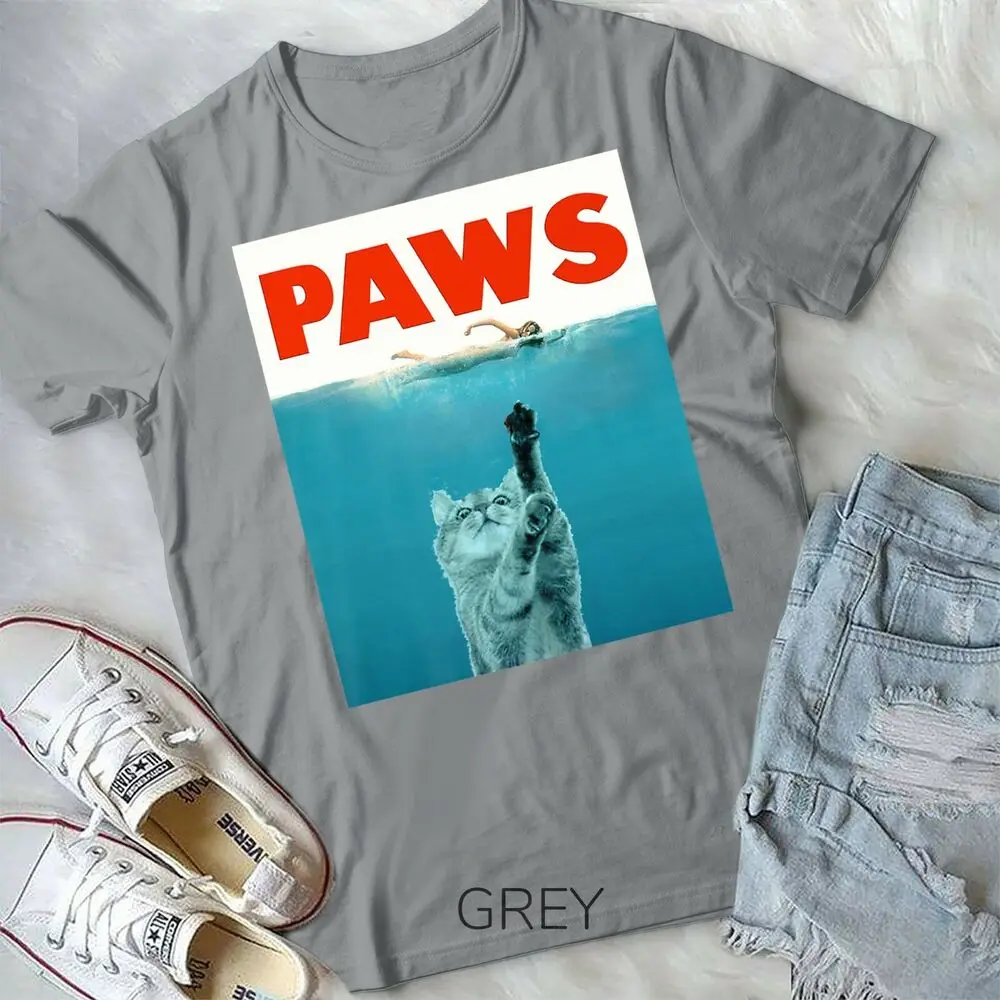 T-shirt unisexe Paws Kitten Meow, Parody Funny, Cat Lover Gifts, Form T-Shirt