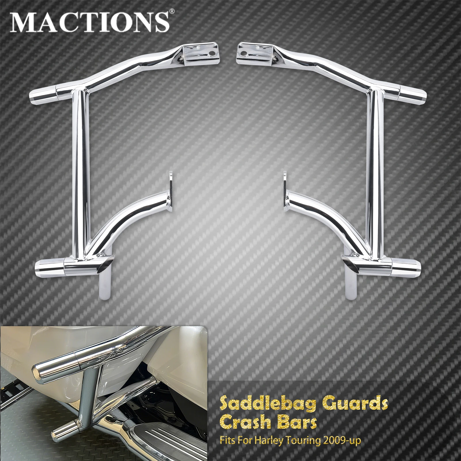 Motorcycle Saddlebag Guard Rear Crash Bars Rails Bracket For Harley Touring Road King Electra Street Glide Ultra Limited 2009-Up