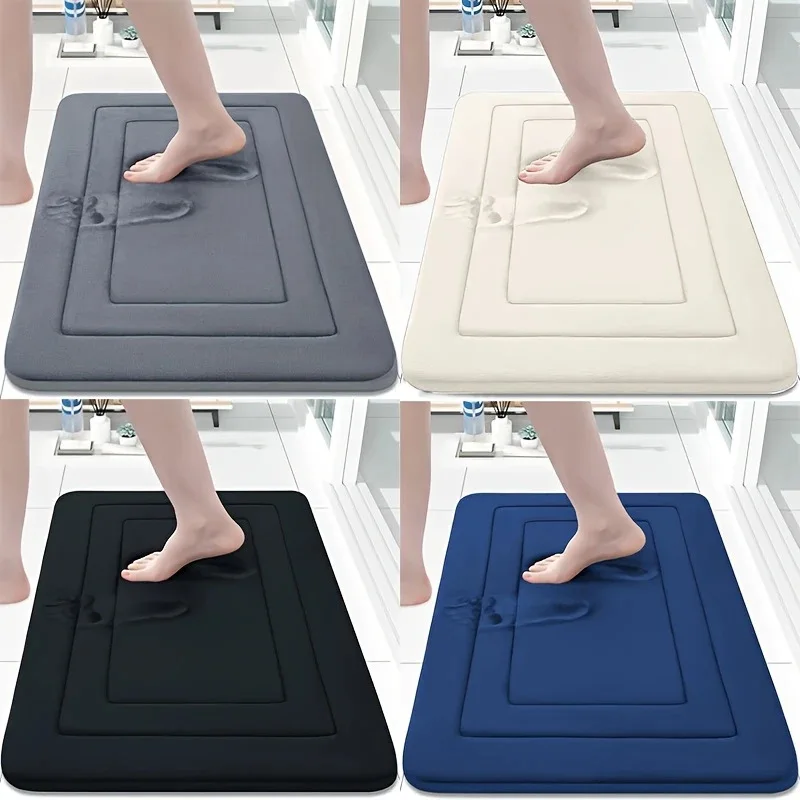 40x60cm Bathroom Mat Coral Fleece Water Absorbent Doormat Entrance Non-slip Floor Rug
