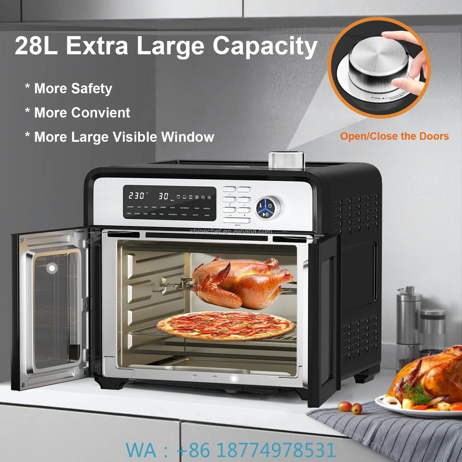 1. 28L Digital Visible Hot Air Baking Station French Craft With Clear View Window Oil Saving Bulk Wholesale Supply