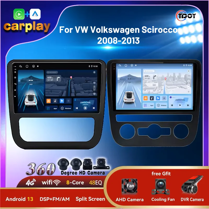 

Android 15 Autoradio for VW Volkswagen Scirocco 2008-2013 Wireless CarPlay Android Auto Car Radio WIFI GPS DSP Multimedia Player