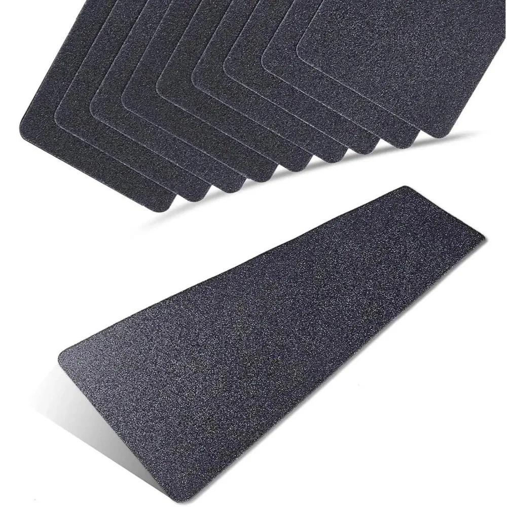 6Pcs Black Frosted Self‑Adhesive Stair Tread Mat Self-Stick Pre-Cut Anti-Slip Stair Treads Waterproof Tear‑Resistant
