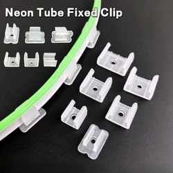 20/50/100pcs LED Neon Strip Clip fissa connettore in plastica 6/10/20mm flessibile supporto per tubo in Silicone striscia luci fibbia accessori