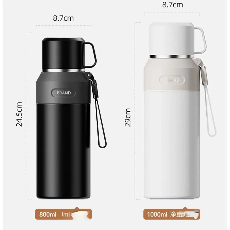 Large Capacity Thermos Flask SUS316L Stainless Steel Insulated Water Bottle for Camping Travel Car Office Outdoor Daily Use
