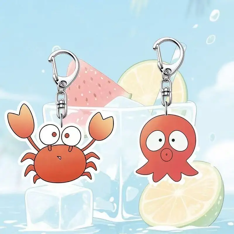 2pcs/set Anime Go For It Nakamura Kun！Octopus Crab Acrylic Keychain Desktop Ornaments Car Key Pendant Keyrings Cosplay Gifts