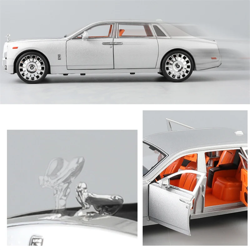 New 1/20 Rolls Royce Phantom Alloy Car Model Diecasts & Toy Vehicles Metal Car Model Collection Simulation Sound Light Kids Gift