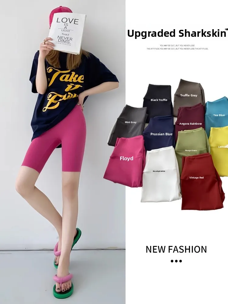 

Women's Thin Five-Quarter Yoga Pants Summer Outdoor Cycling Se arkskin Tightening Boting Pants High Waist Nylon Spandex