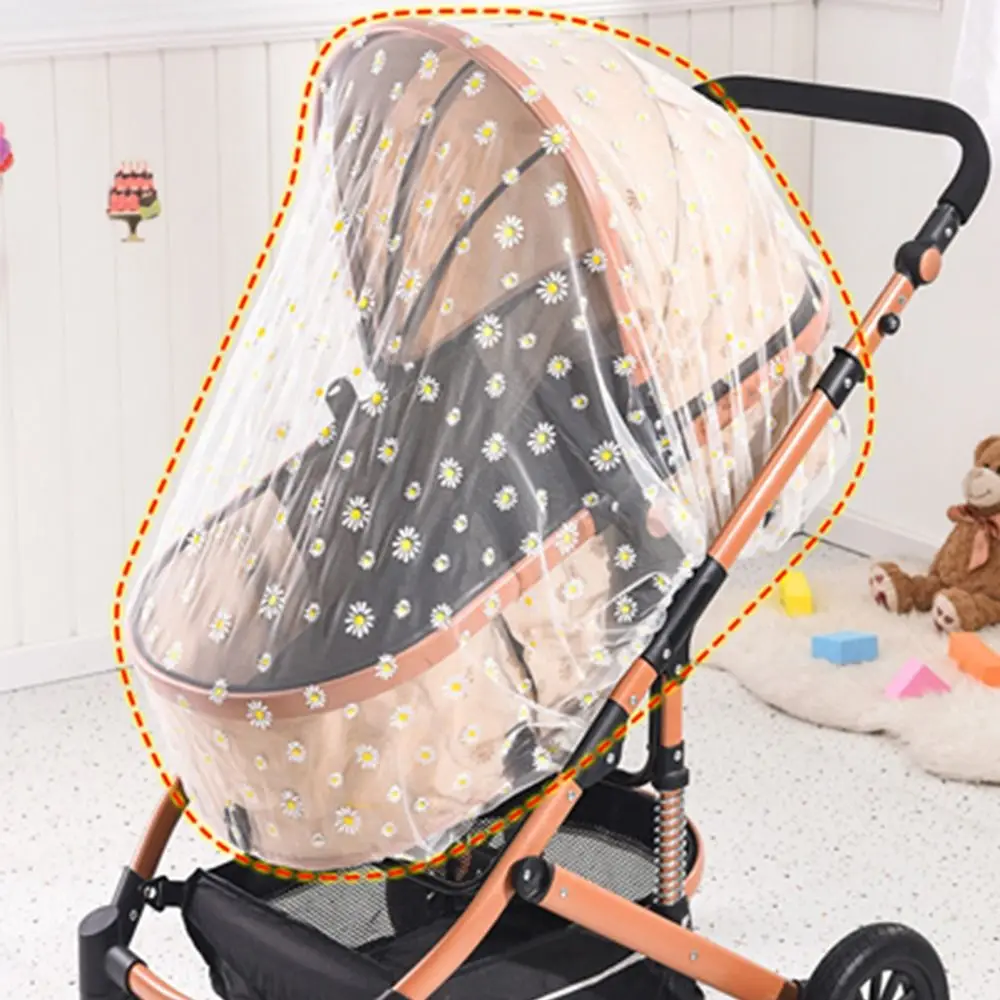 Mosquito Net para Stroller, Daisy Pattern, Sunshade, Baby Pushchair, Protection Cover, Stroller Acessório