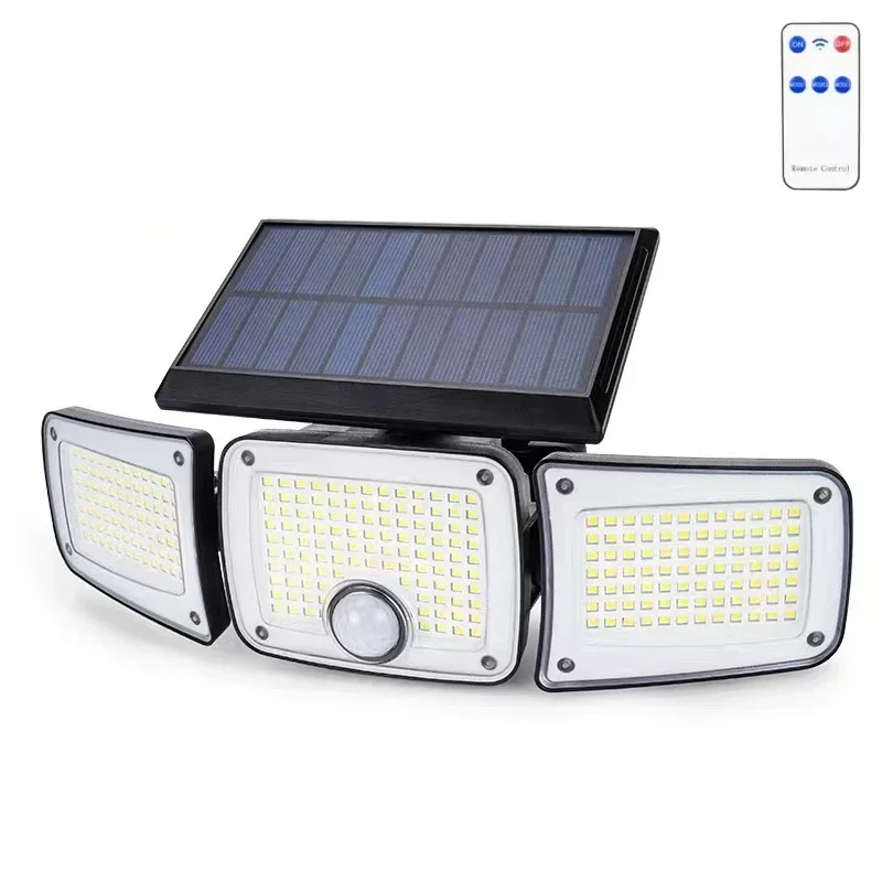 luz solar ao ar livre com sensor de movimento holofote solar para jardim lampada 280led super brilhante impermeavel modos de trabalho novo 2023 01