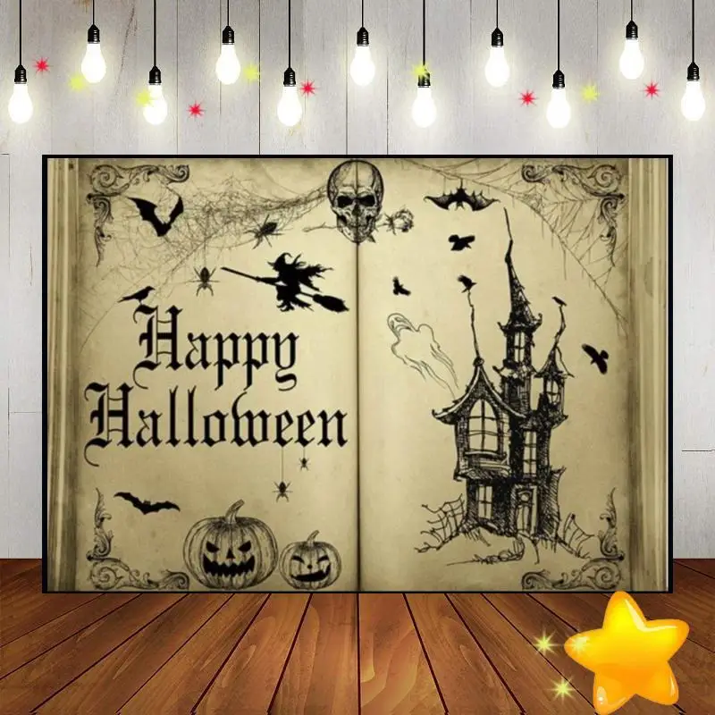 Halloween Custom Birthday Backdrop Spooky Background Photography Backdrops Gloomy Woods Graveyard Photo Old Castle Baby Shower