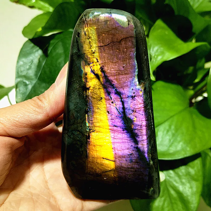 Natural Stone Violet Multicolored Light Labradorite Crystal Freeform Witchcraft Meditation Energy Feng Shui Crystal Room Decor