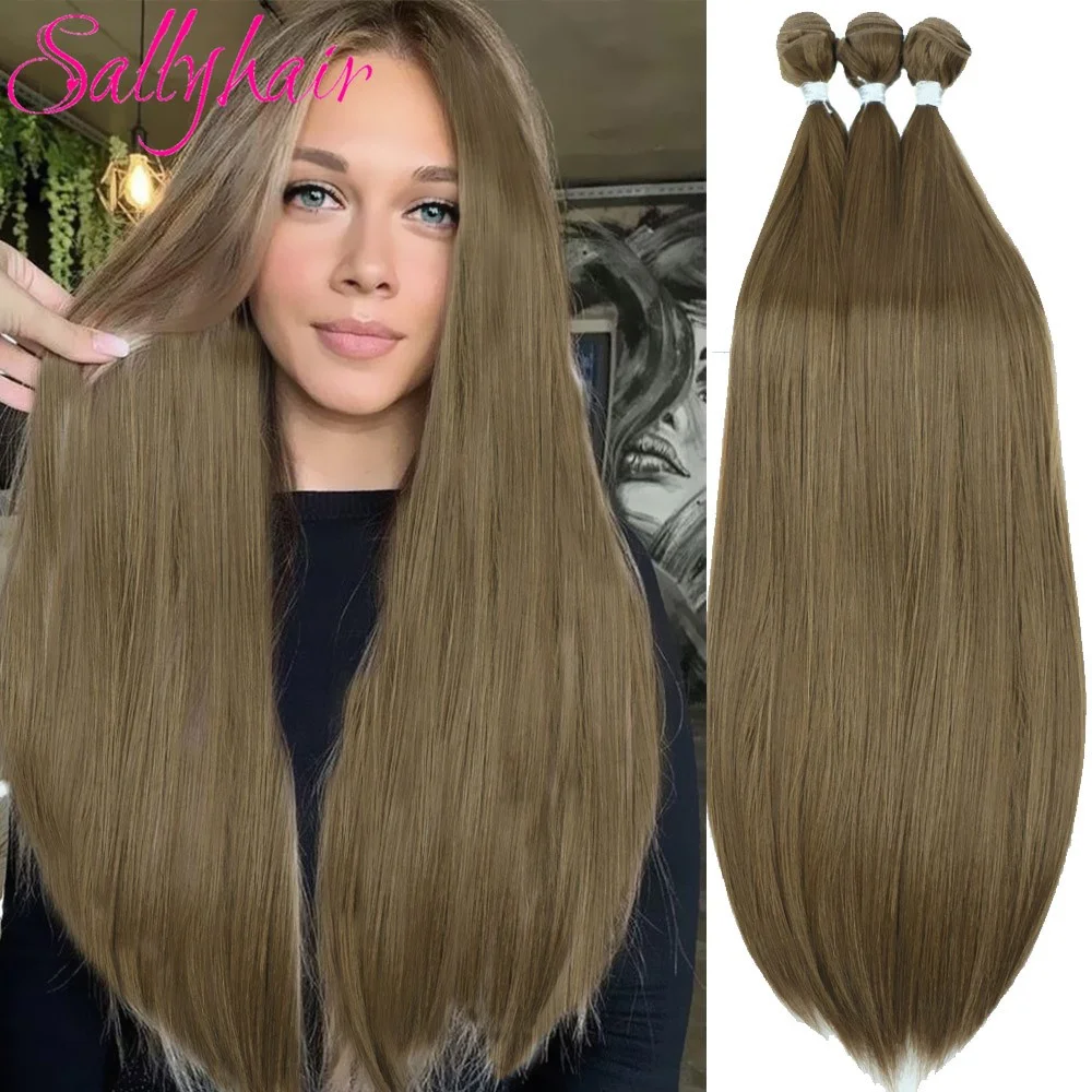 

Sallyhair Silky Straight Synthetic Hair Bundles Salon Natural Hair Extensions Fake Fibers Super Long Yaki Straight Hair Weaving