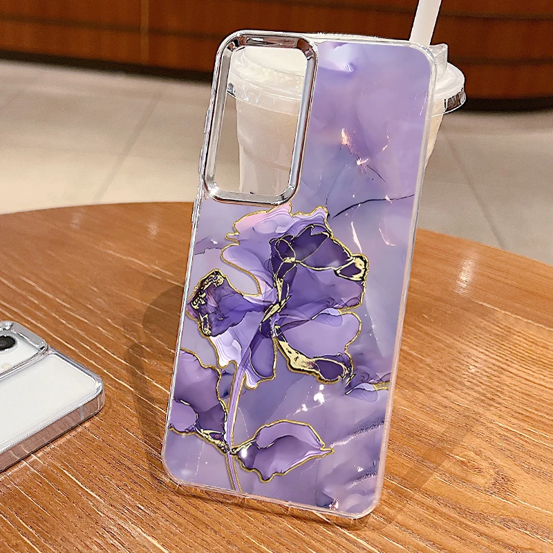 Purple Marble Pattern Case For Samsung Galaxy S26 S25 S24 S23 Ultra S24 S25 FE A17 A57 A56 A16 A55 A37 A36 A15 Clear TPU Cover
