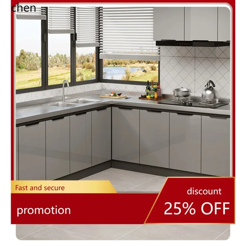DSA Stainless Steel Cabinet Simple Storage Stove Top Integrated Assembly Economical Storage Kitchen Cabinet Sink image 3