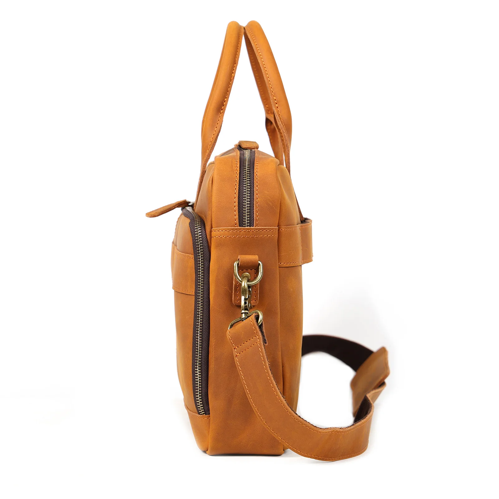 Vintage Echtleder Herren Aktentasche 15" Laptop-Tasche Arbeits- und Business-Herrentasche aus Crazy Horse Leder Schultertasche Handtasche – Detail 22