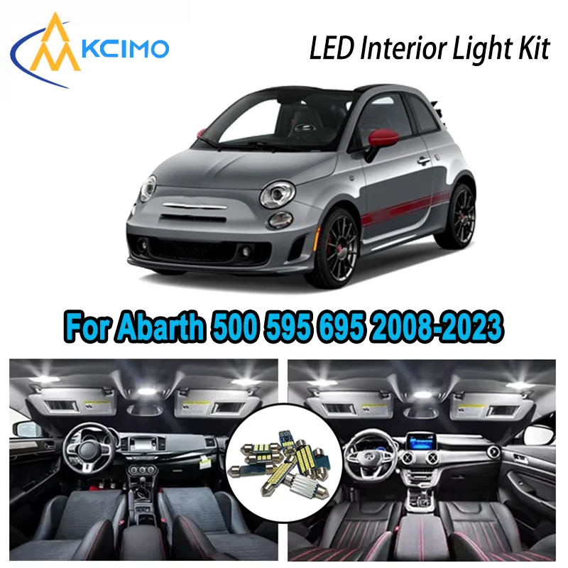 

High-Quality LED Interior Kit for Abarth 500 595 695 2008-2023 2009 2010 2011 Premium Error-Free Dome Map Trunk Automotive Lamps