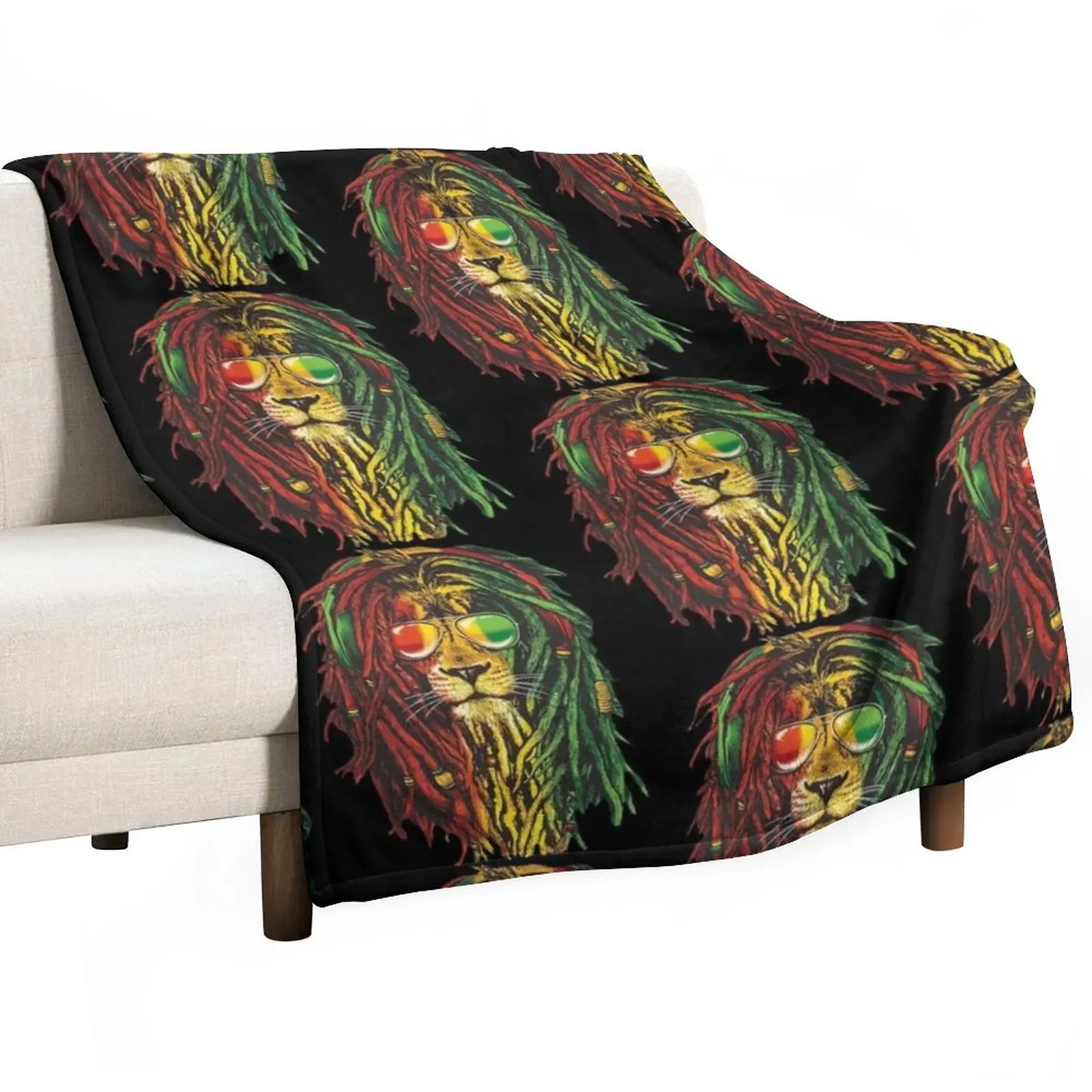 

Rastafari Lion Reggae Lover Throw Blanket Warm funny gift Sofa Quilt Blankets