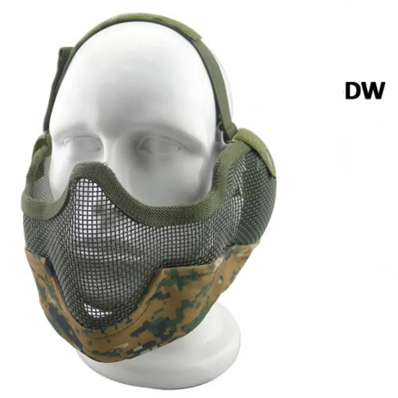 ZXYHFE-mascarillas protectoras tácticas de media cara, equipo de tiro Airsoft Paintball, malla de acero con bajo contenido de carbono, accesorios