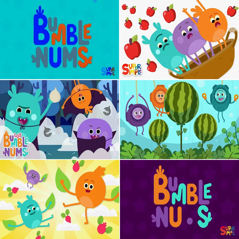 

The Bumble Nums backdrop Birthday Party Supplies Banner purple orange Cartoon wall Decoration Background baby shower Booth Prop