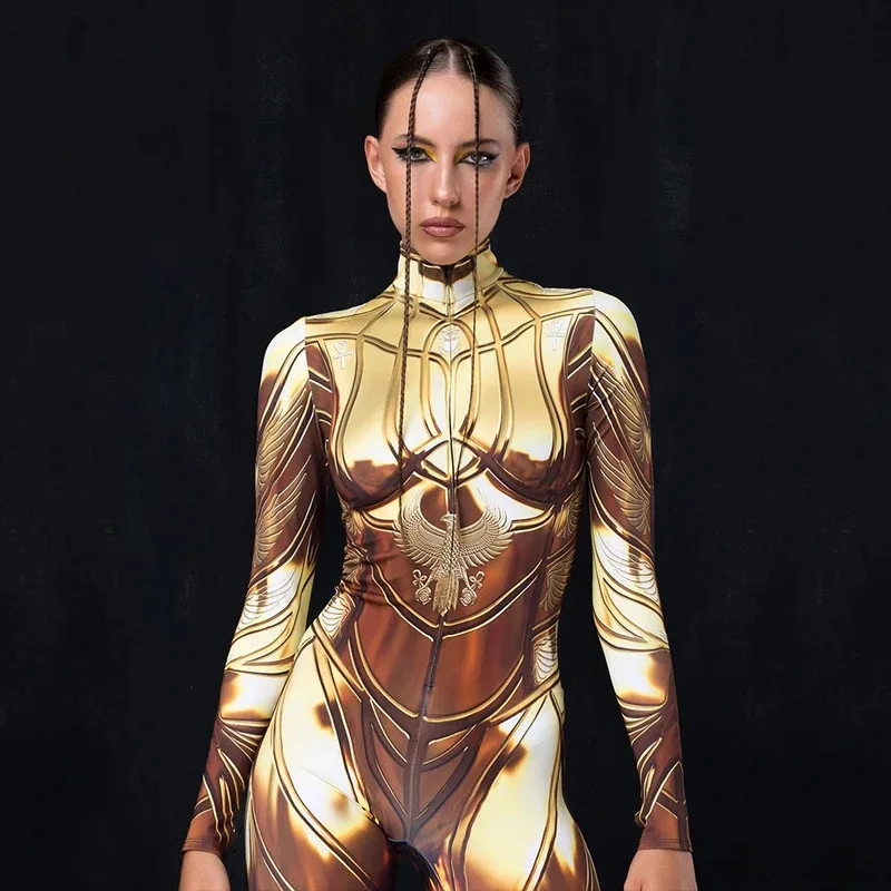 

[You're My Secret] Women Cosplay Steampunk Costume Zentai Long Sleeve Suit Halloween Party Rompers Slim Jumpsuit Catsuit