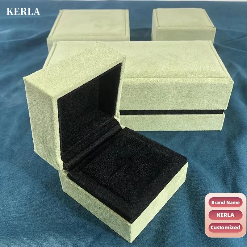 Customized Wholesale Kerla Brand Jewelry Buckskin Display Gift Box Bracelet Case Beaded Ring Earrings NECKLACE Box Pendant Case