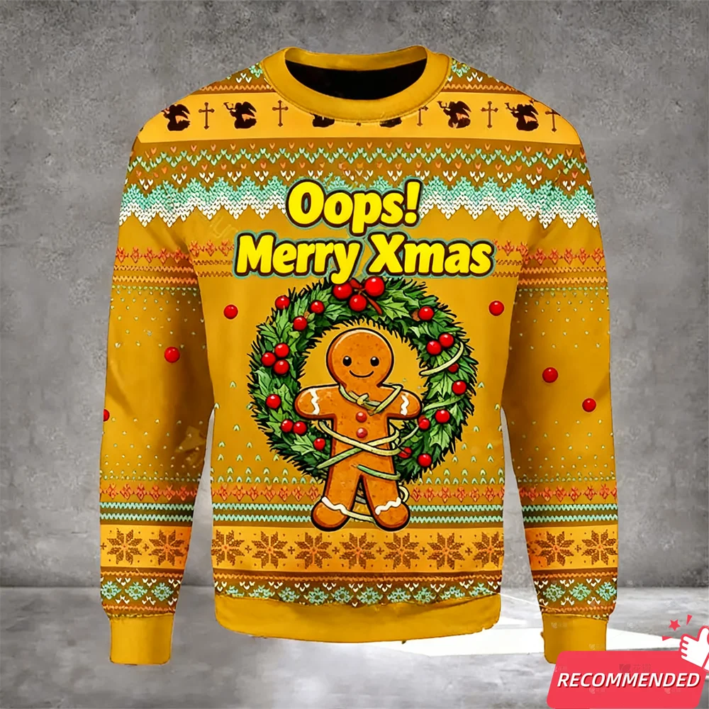 HOHOHO الزنجبيل رجل الرجال الجرافيك بلوزات مضحك القبيح عيد الميلاد سترة Harajuku موضة الكرتون البلوز البلوزات البلوفرات #3