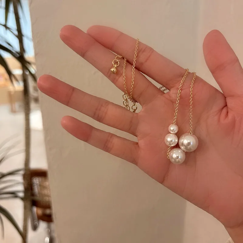 2022 Trend Wedding Party Jewelry Vintage Pearl Choker Necklace For Women Elegant White Imitation Mixsize Pearl Necklaces X0120