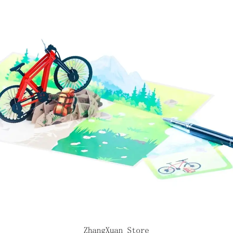 3D-Mountainbike-Grußkarten-Set für Nachrichten und Geschenke, 3XUF – Detail 8