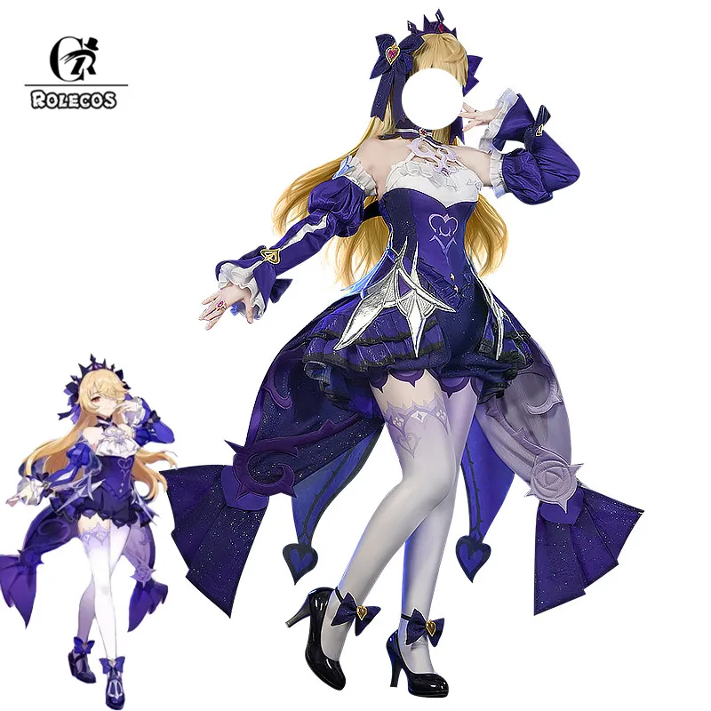 ROLECOS Game Genshin Impact Fischl Cosplay Costume Ein Immernachtstraum Fischl Cosplay Costume Sexy Women Dress Outfit New Skin