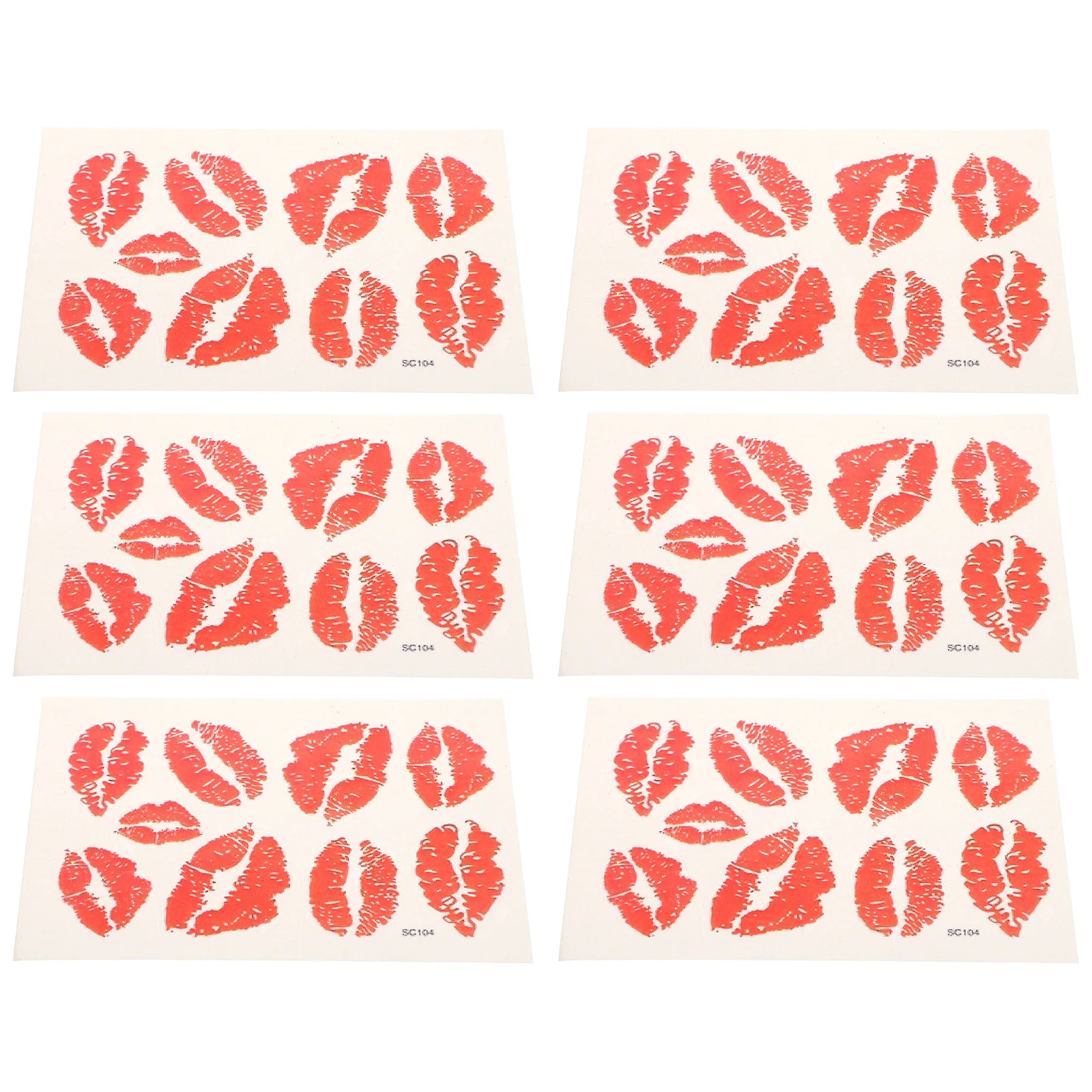 

6pcs Red Lip Temporary Tattoos Waterproof Body Art Stickers For Face Chest Arms Legs Decorations Party Festival Cosplay