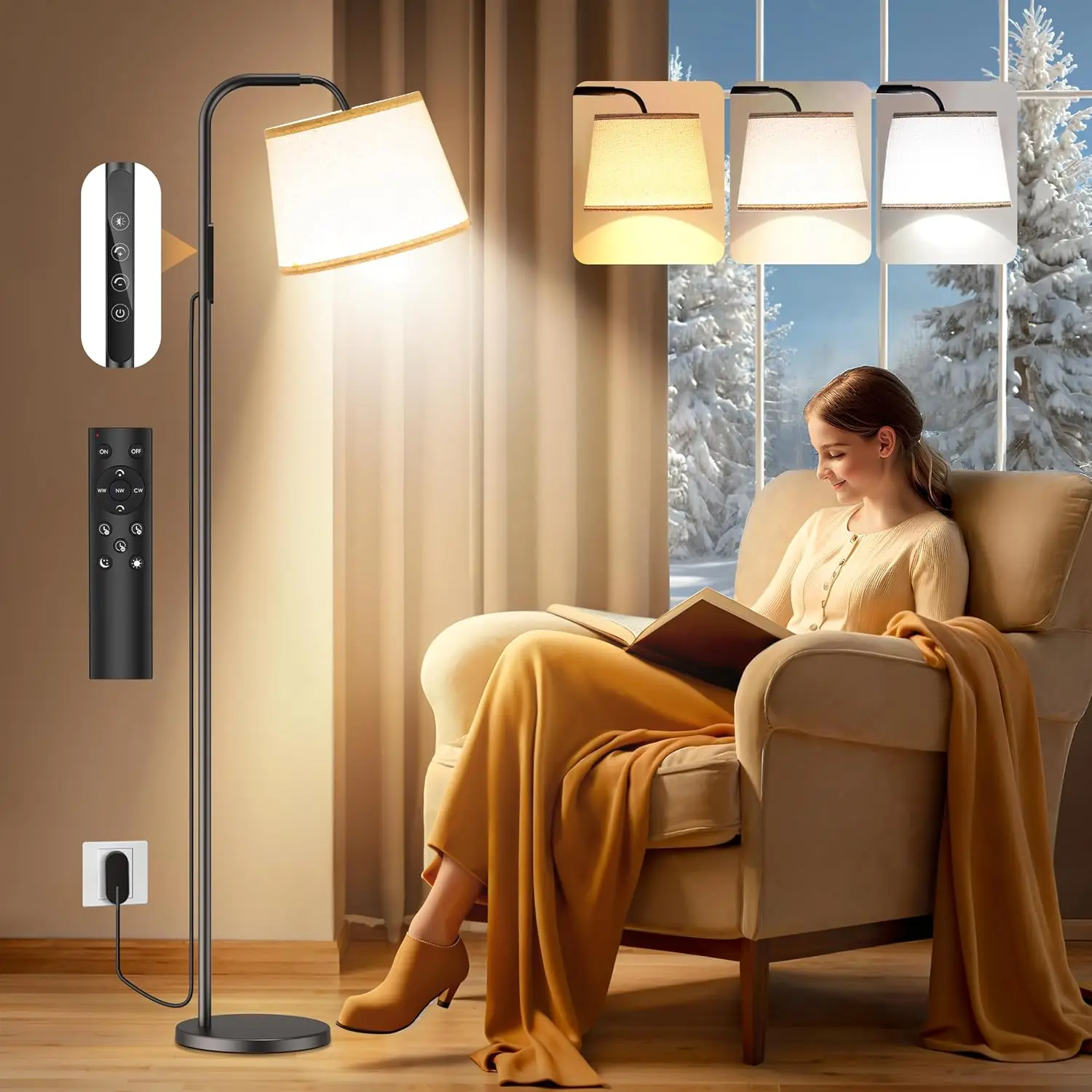 

10000 Lux Daylight Therapy Lamp with Remote & Touch Control, Adjustable Color/Brightness/Timer, Floor Lamp for Home Use