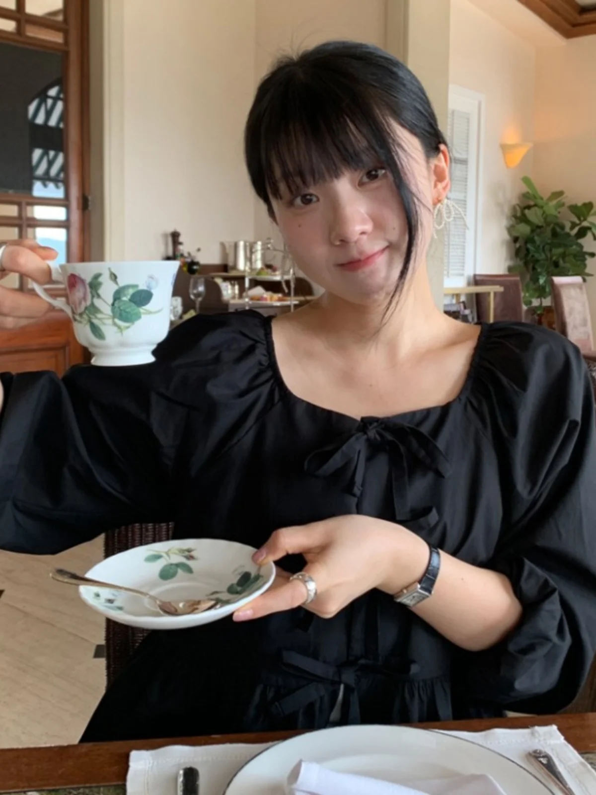 Vintage Chic Long Sve irt haut pour femme Design Simple Sensation réduction de l'âge printemps Faion coton décontracté ample irt