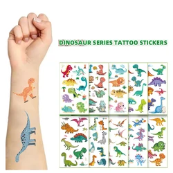 Autocollants de faux tatouage, 10 pièces/ensemble, tatouages temporaires de dessins animés pour enfants, tatouages de bras pour enfants, dinosaures amusants, autocollants de fête imperméables
