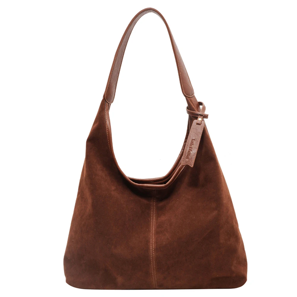 Women Suede Shoulder Bag Slouchy Tote Bag Magnetic Closure Large Capacity Purse Leisure Fashion Shopping Diagonal Cross Bag