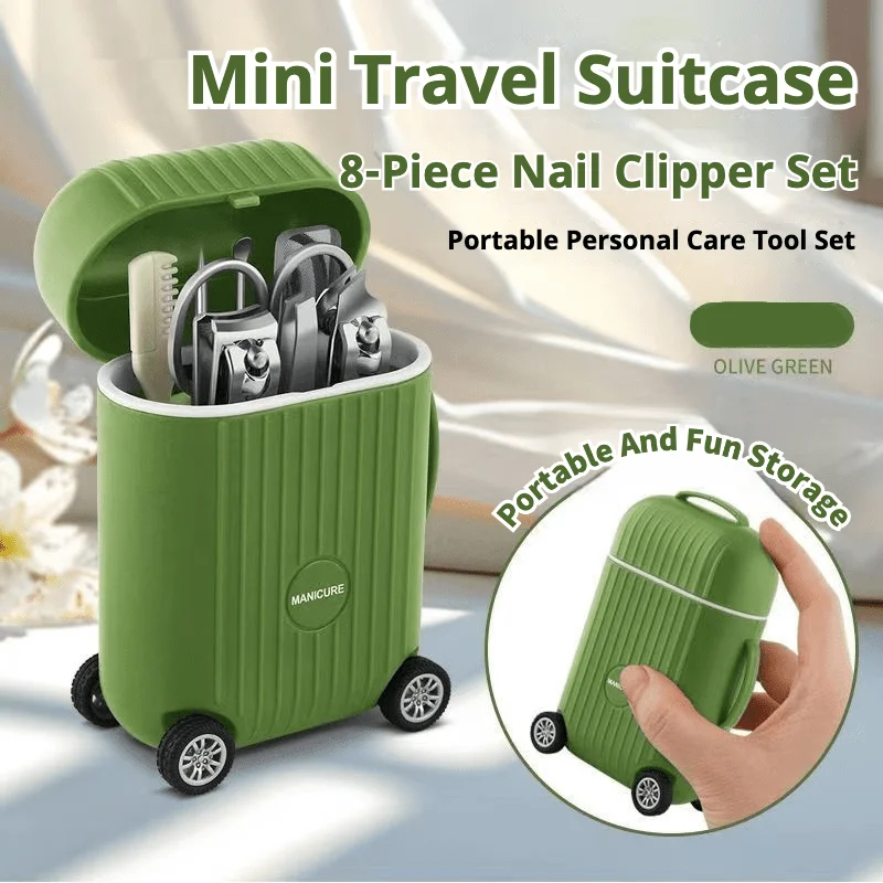 New In 8Pcs Mini Suitcase Nail Clipper Set Convenient Beauty Tools Nail Clipper Manicure Nail Trimmer Pedicure Knife Ear Peeling