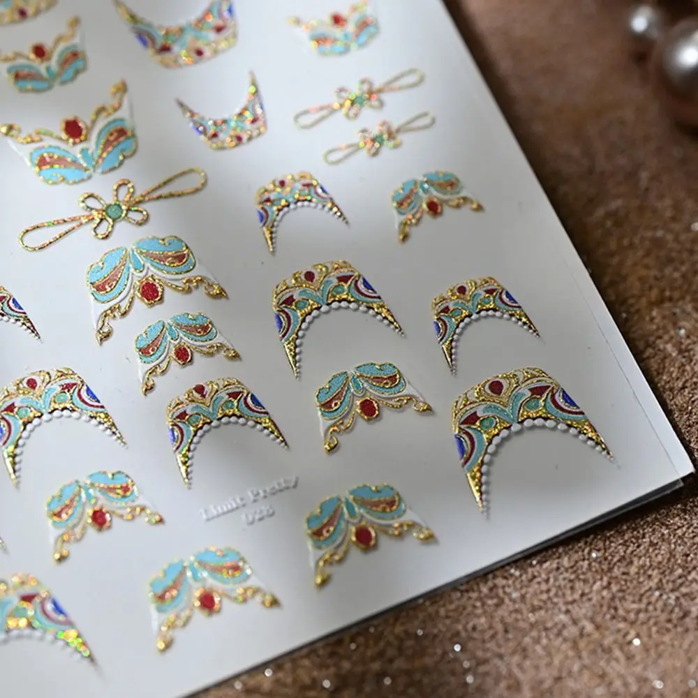 5D Luxurious 5D Nail Stickers Shiny Palace Imitation Gemstone Nail Art Stickers Baroque Design Elegant Design