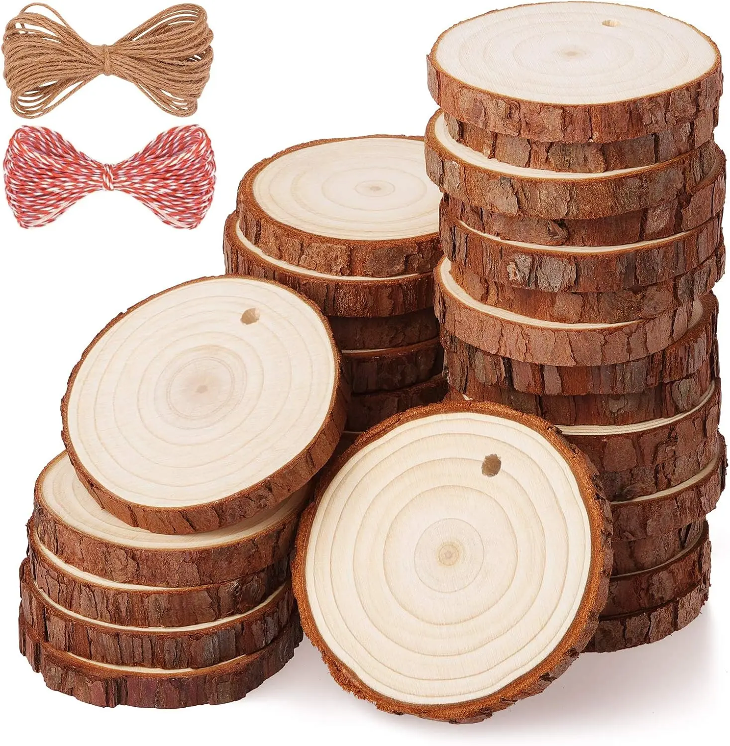 Natural Wood Slices Craft Wood Kit with Hole Wooden Circles 