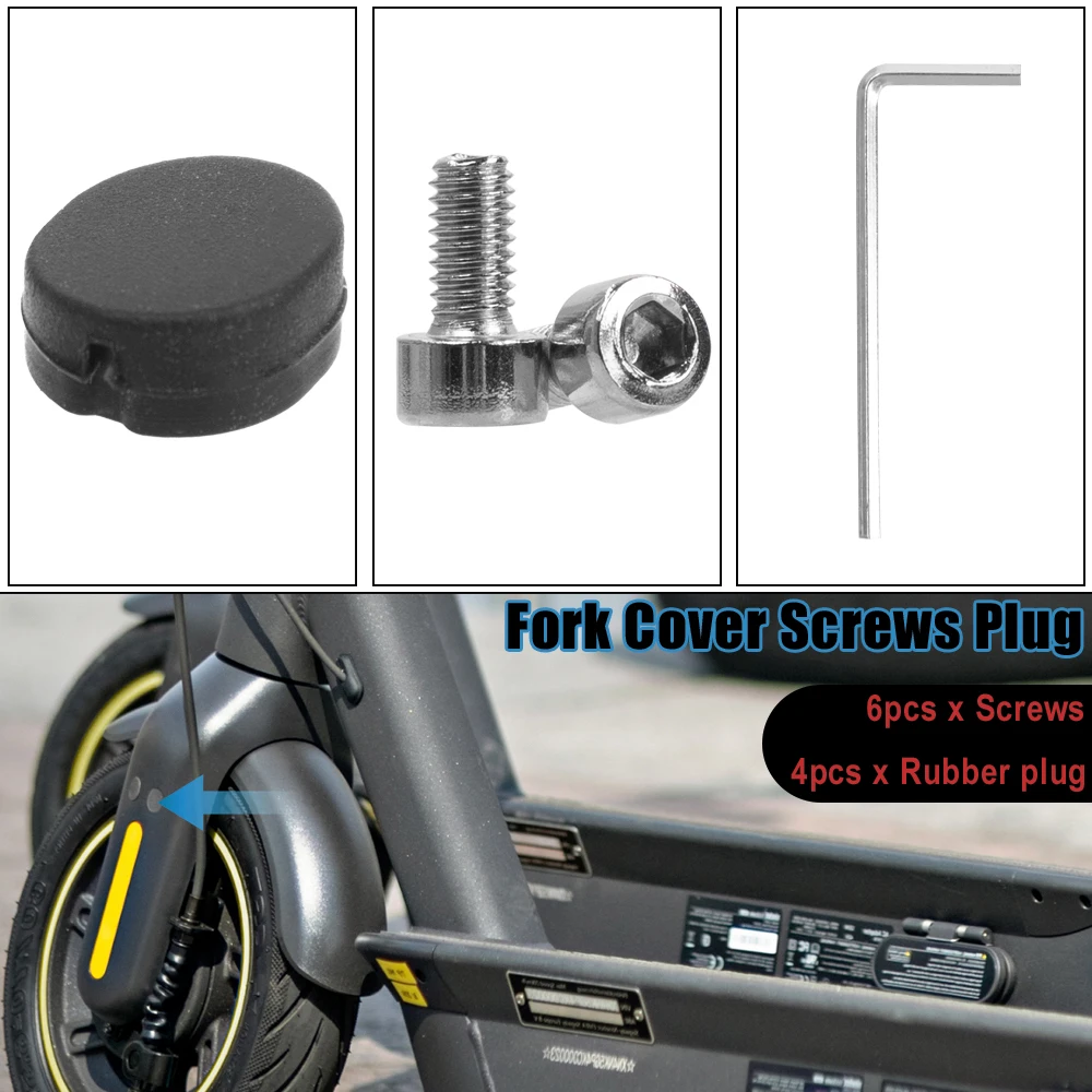 6pcs Front Fork Cover Screws and 4pcs Rubber Plugs for Ninebot Max G30 G30D Electric Scooter Front Forks Protection Shell Parts