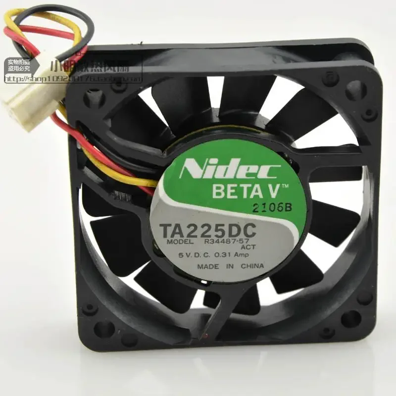 

New Cooler Fan For NIDEC TA225DC R34487-57 3-wire Cooling Fan 5V 0.31A 6CM 6015 60*60*15MM