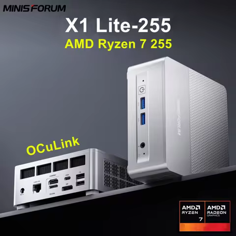 MINISFORUM X1 Lite-255 Gaming Mini PC OCuLink AMD Ryzen 7 255 8 Core 16 thread USB4 2.5G LAN Windows 11 Desktop Computer WiFi6E